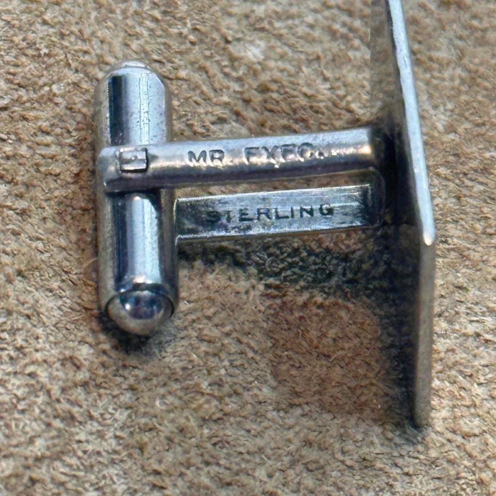Mr. Exec Sterling Silver Cuff Links Tie Pin Mens 1960s Trio Set